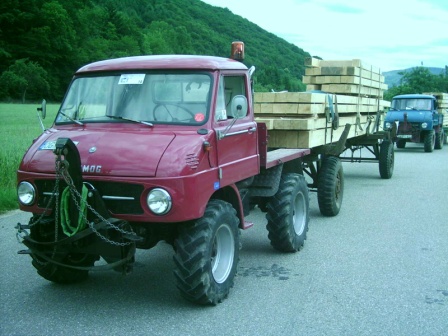 Unimog beim Holztransport