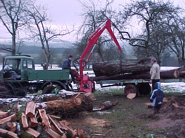 U421 mit Atlas 402 beim Holz laden