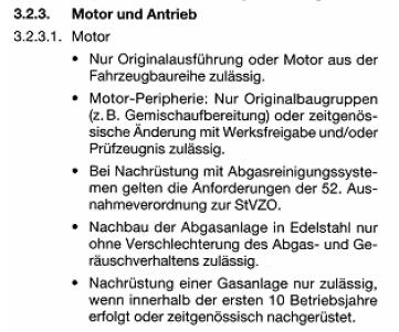 Auszug Richtlinie zum Motor